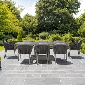 8 seater garden dining table aluminium ceramic all weather rope patio armchairs phoenix moon