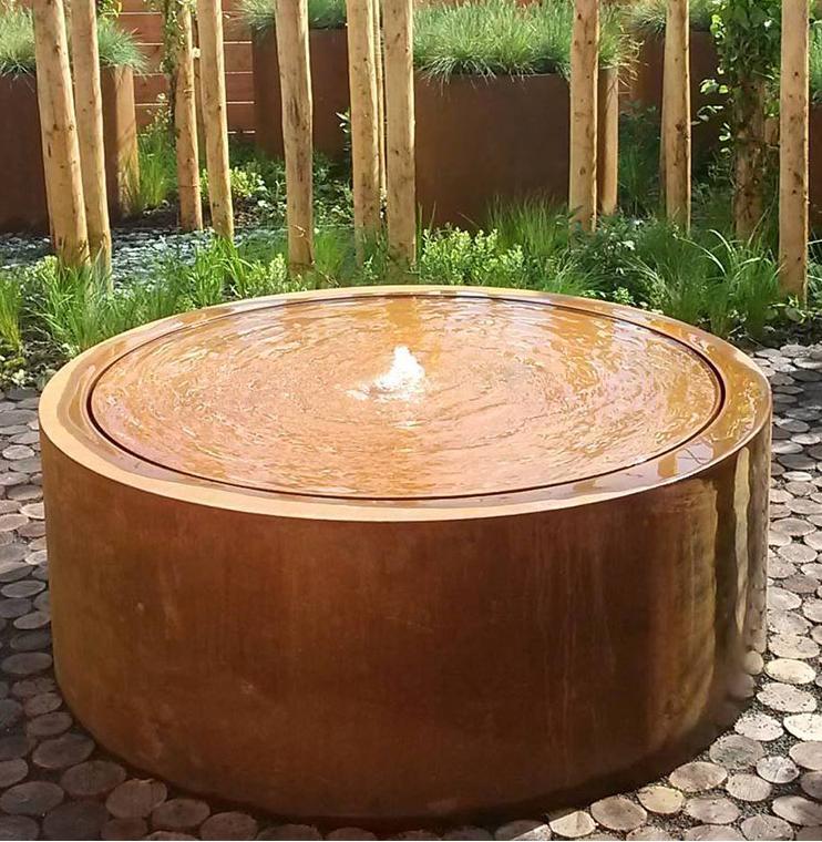 Corten Steel Modern Water Feature For, Modern Garden Fountains