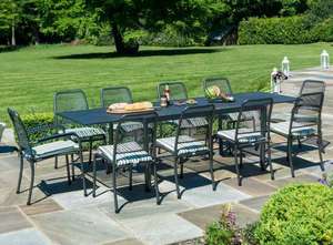 extending garden dining table grey aluminium metal with 10 outdoor patio dining chairs