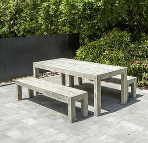 wooden grey painted modern garden picnic table and benches acacia hardwood
