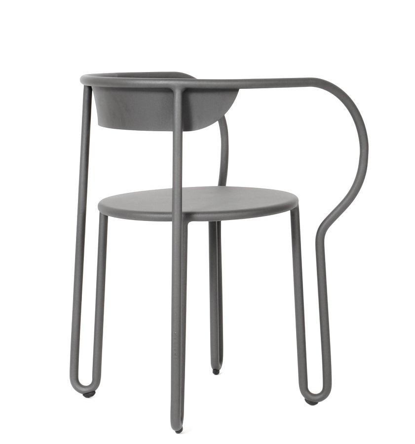 metal garden bistro chair in grey aluminium