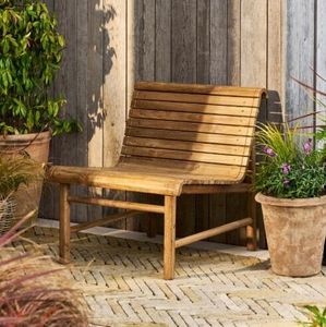 garden bench reclaimed teak train station style single chair seating garden patio indoor outdoor hallways boot rooms