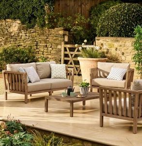 2 seater garden sofa and armchairs outdoor patio lounge furniture porthallow acacia wood