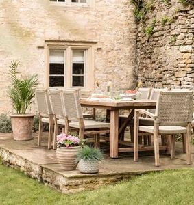 chilford wood garden dining set table chairs all weather rope weave acacia hardwood