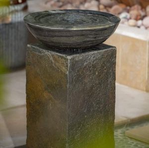 pewter sandstone water feature grey modern garden fountain acorn balmoral stone bowl natural slate plinth