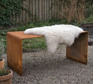 corten steel modern garden bench or stool outdoor patio seating metal
