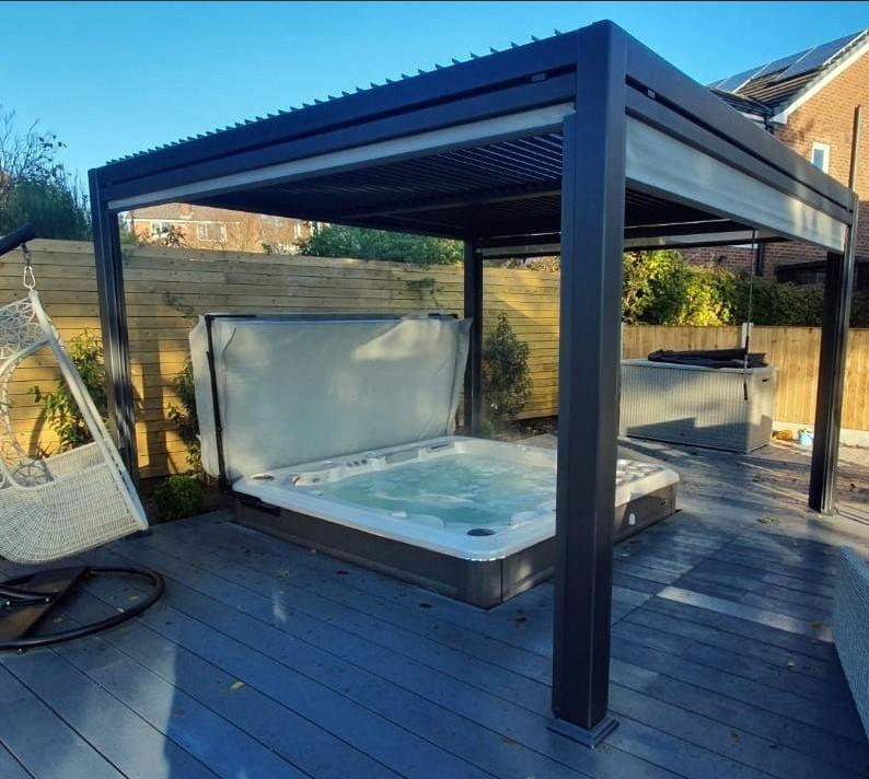 garden gazebo aluminium modern over hot tub
