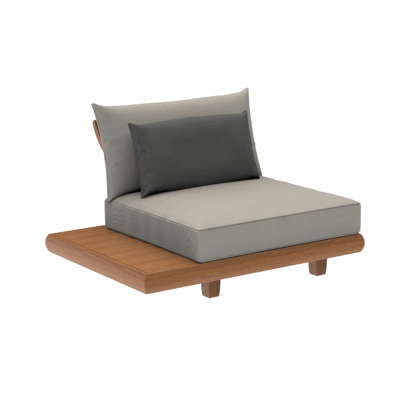 end modular corner sofa unit in teak with extension teak side shelf