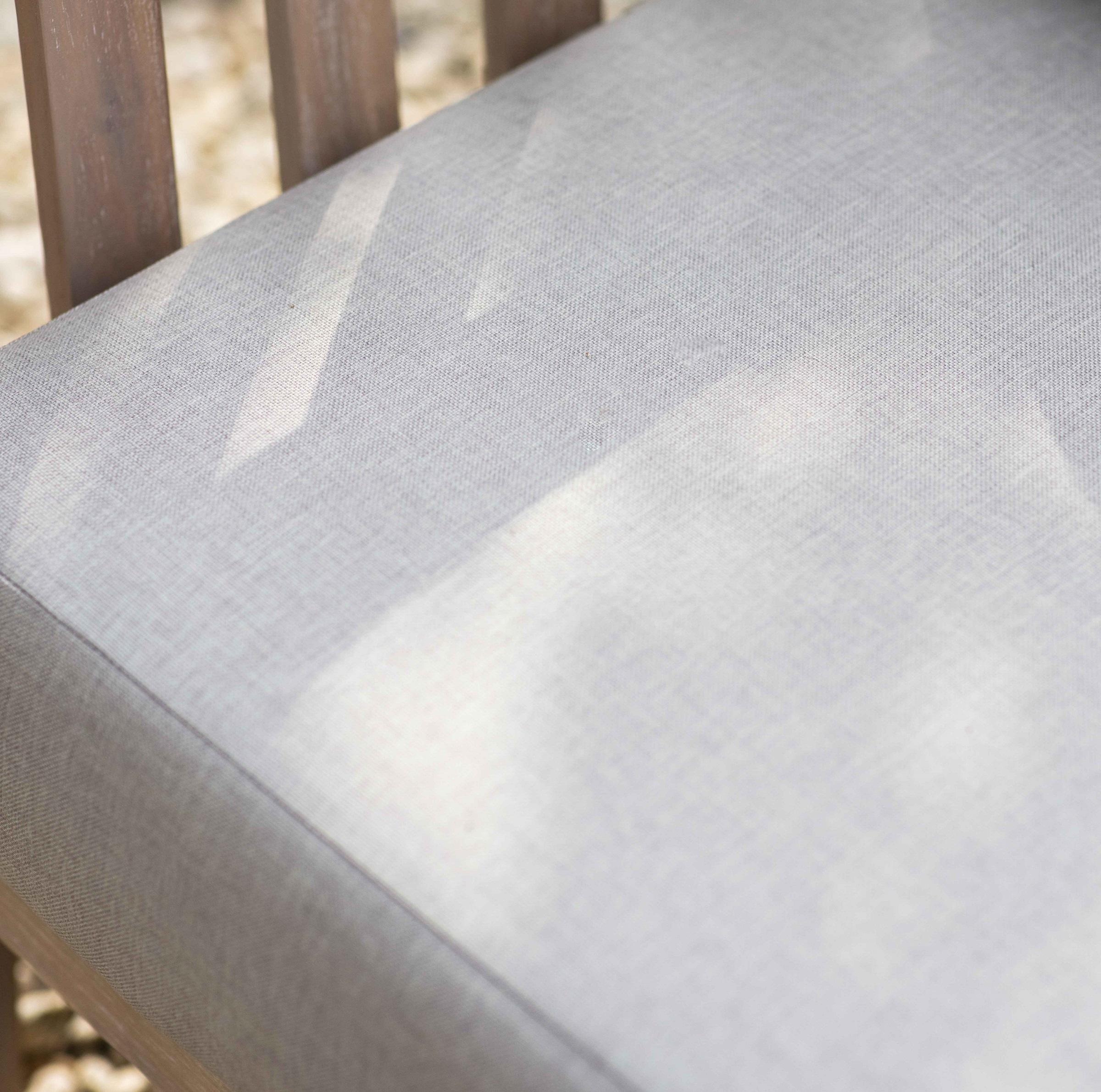light grey showerproof outdoor cushions on acacia hardwood corner sofa set