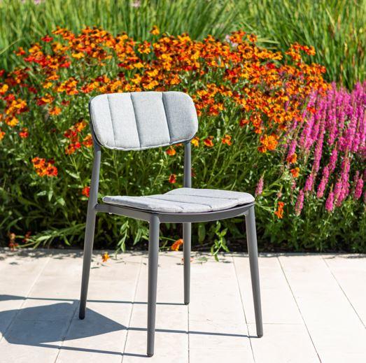 single modern grey garden patio dining side chair