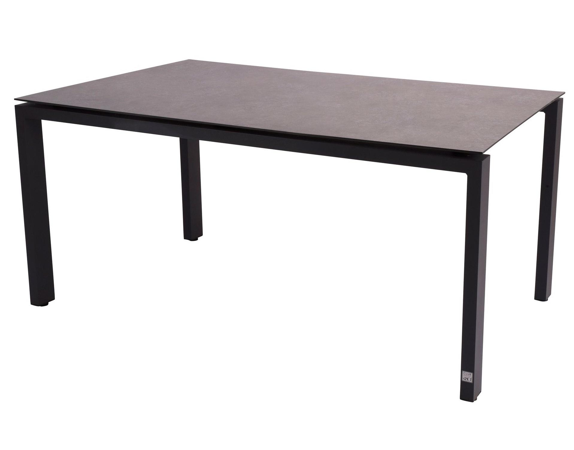160 cm slate effect hpl and grey aluminium garden patio dining table