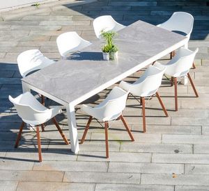 modern garden dining set moulded plastic 8 seater garden dining chairs with 225 cm long rectangle patio dining table