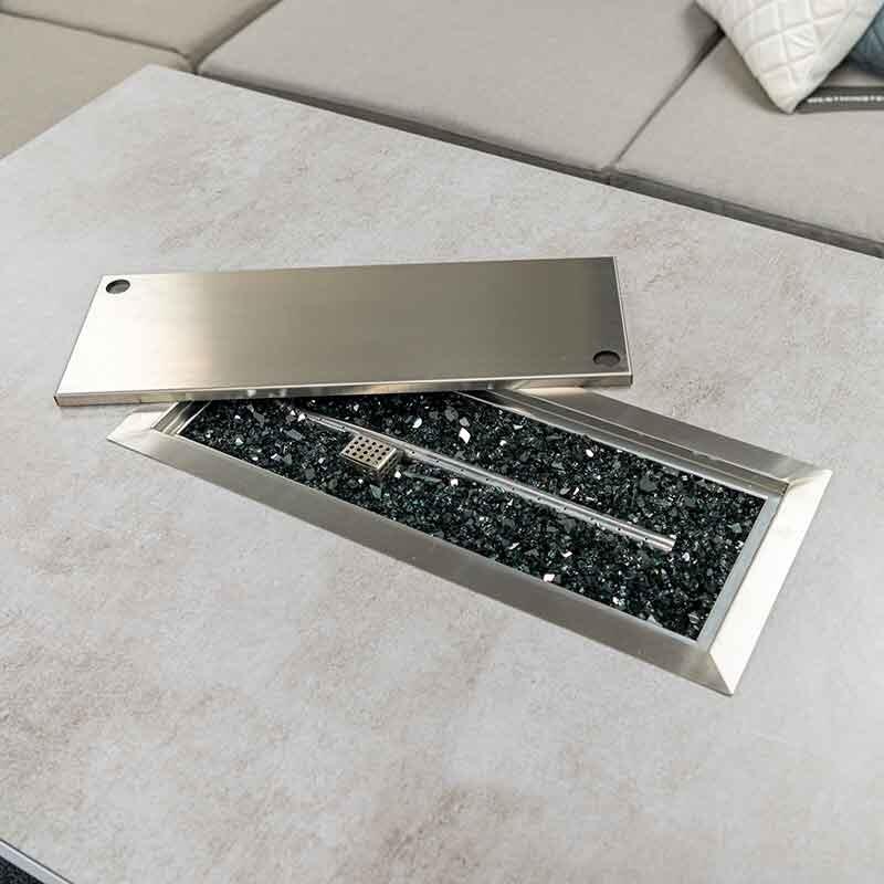 crushed glass burner for patio garden gas fire table
