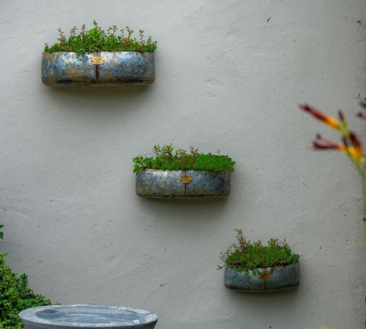 metal zinc wall mounted planters vintage style garden planters weatherproof indoor or outdoor use