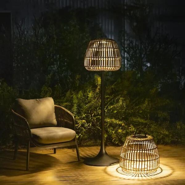 outdoor garden modern floor lamp rattan lantern weatherproof light