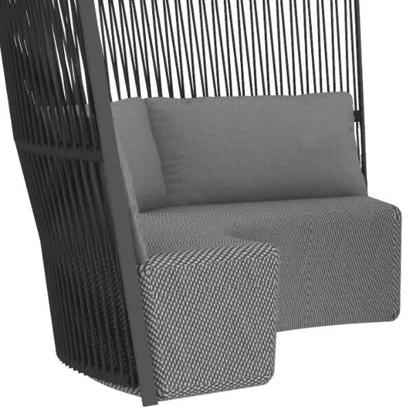 garden dining pod grey all weather wicker detail and charcoal cushions