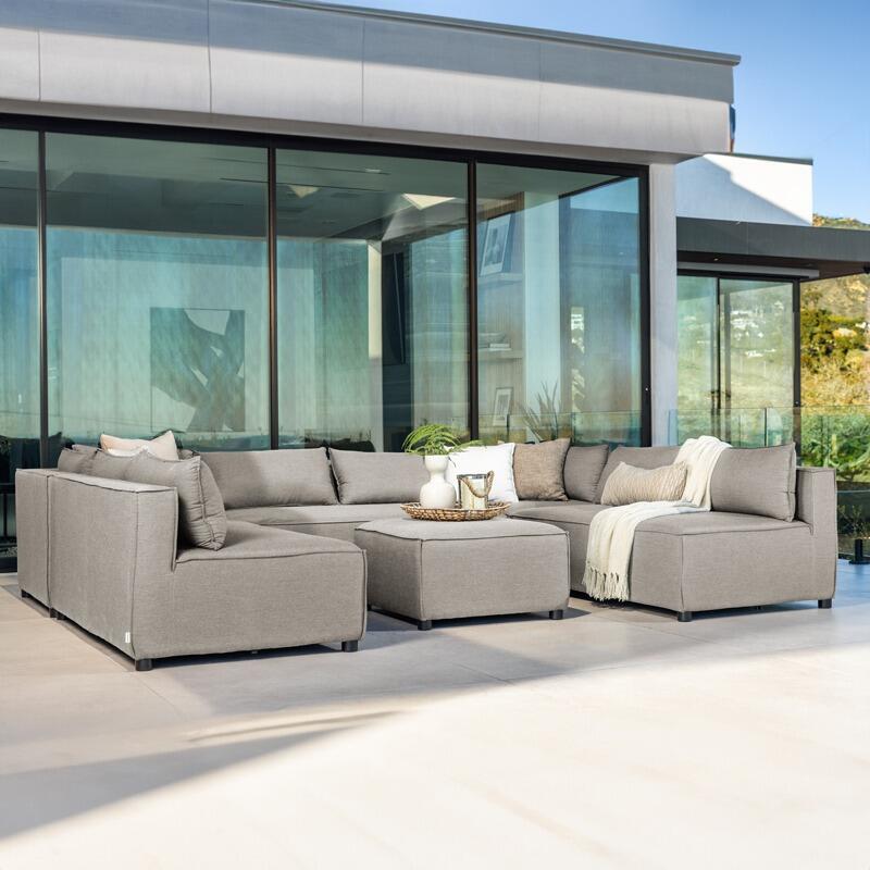 cozy U shaped outdoor garden U shaped lounge sofa set modular all weather sunbrella fabric sand
