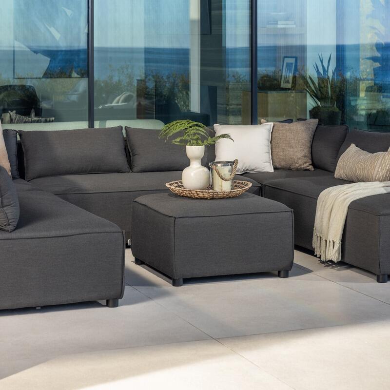 modular garden lounge sofa set deep seat all weather sunbrella cushions charcoal