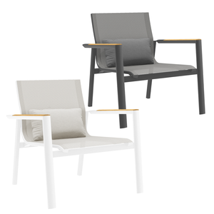 metal and sling garden lounge armchairs weatherproof outdoor seating aspen