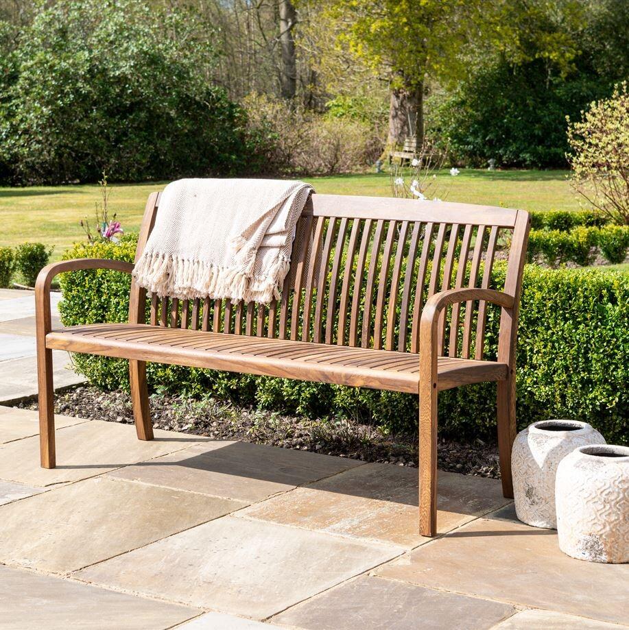 outdoor bench modern garden seating wood acacia hardwood bolney