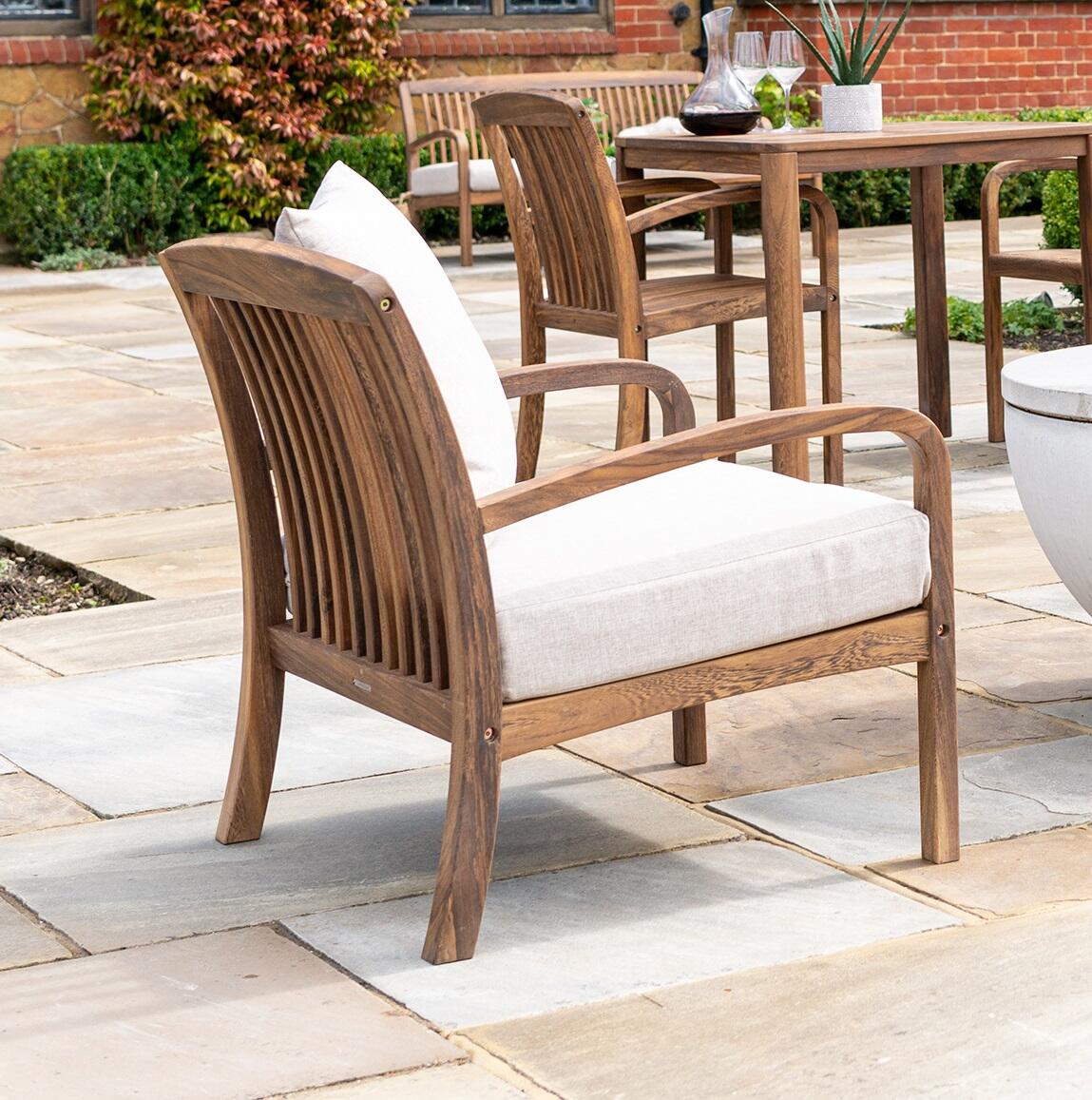 armchair garden outdoor patio lounge chair seating modern acacia hardwood wood bolney