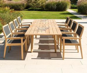 extending garden dining table 10 seater with roble hardwood and black rose dining chairs armchairssling