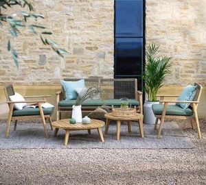 garden sofa and armchairs acacia hardwood and poly rope weave modern lounge set dawlish