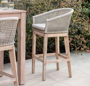 pair of all weather rope weave garden high bar chairs indoor outdoor use lynton