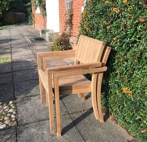 teak stacking garden dining chairs modern patio outdoor furniture new york