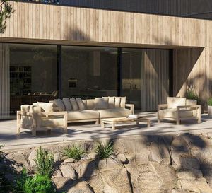 modern garden lounge sofa and armchairs latte aluminium deep seat cushions raffinato