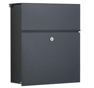 aluminium metal post box letter box in grey mail box for letters with newspaper holder