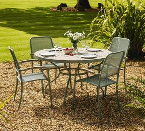 4 seater modern metal garden dining set bergen olive green outdoor patio furniture