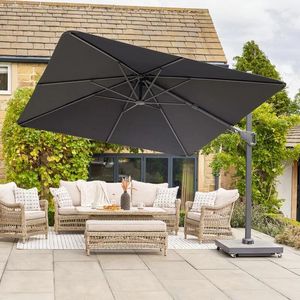 3 m square cantilever garden parasol aluminium pole charcoal grey canopy premium quality tilt parasol modern cloud