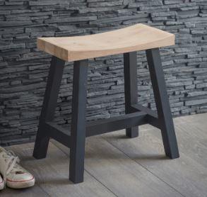 Dark grey, carbon Oak contemporary stool suitable for indoor and outdoor use. Also available in Natural.