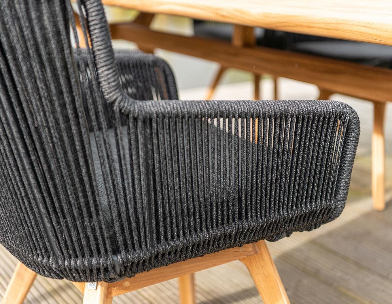 detail rope weave all weather garden dining chair