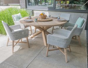 ice grey rattan all weather wicker garden dining chair