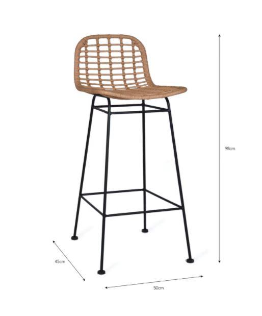 dimensions of bamboo weave garden high bar stool or kitchen indoor use