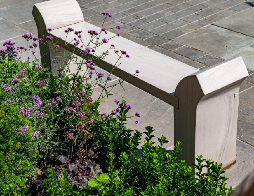 natural sandstone garden bench in ricotta cream stone