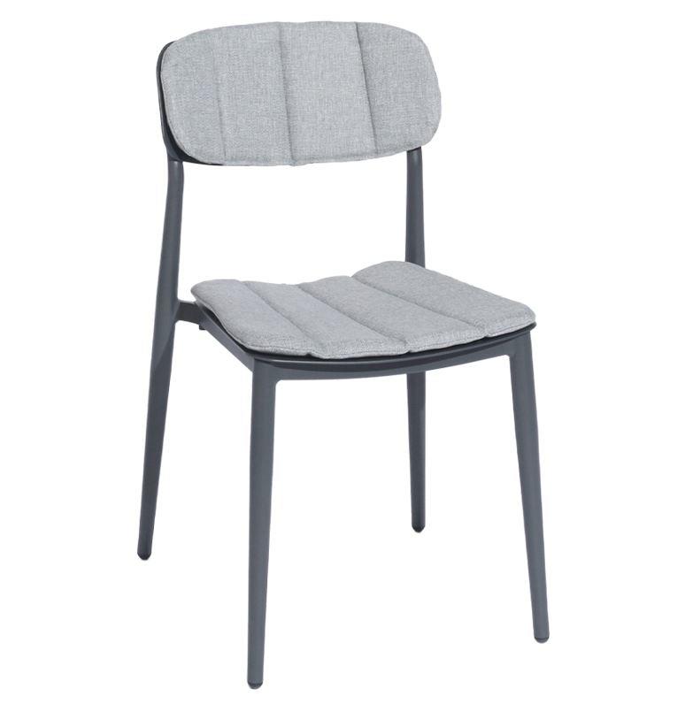 grey aluminium modern garden dining side chair no arms