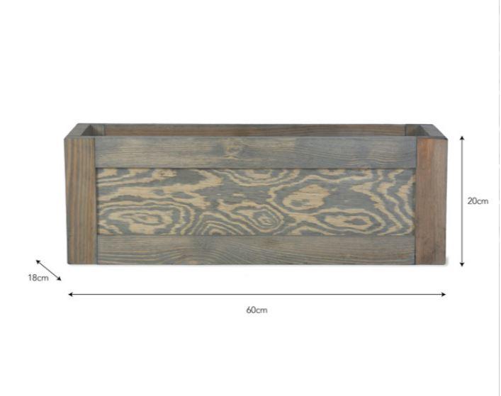 dimensions of spruce wood window box or trough planter 60 cm