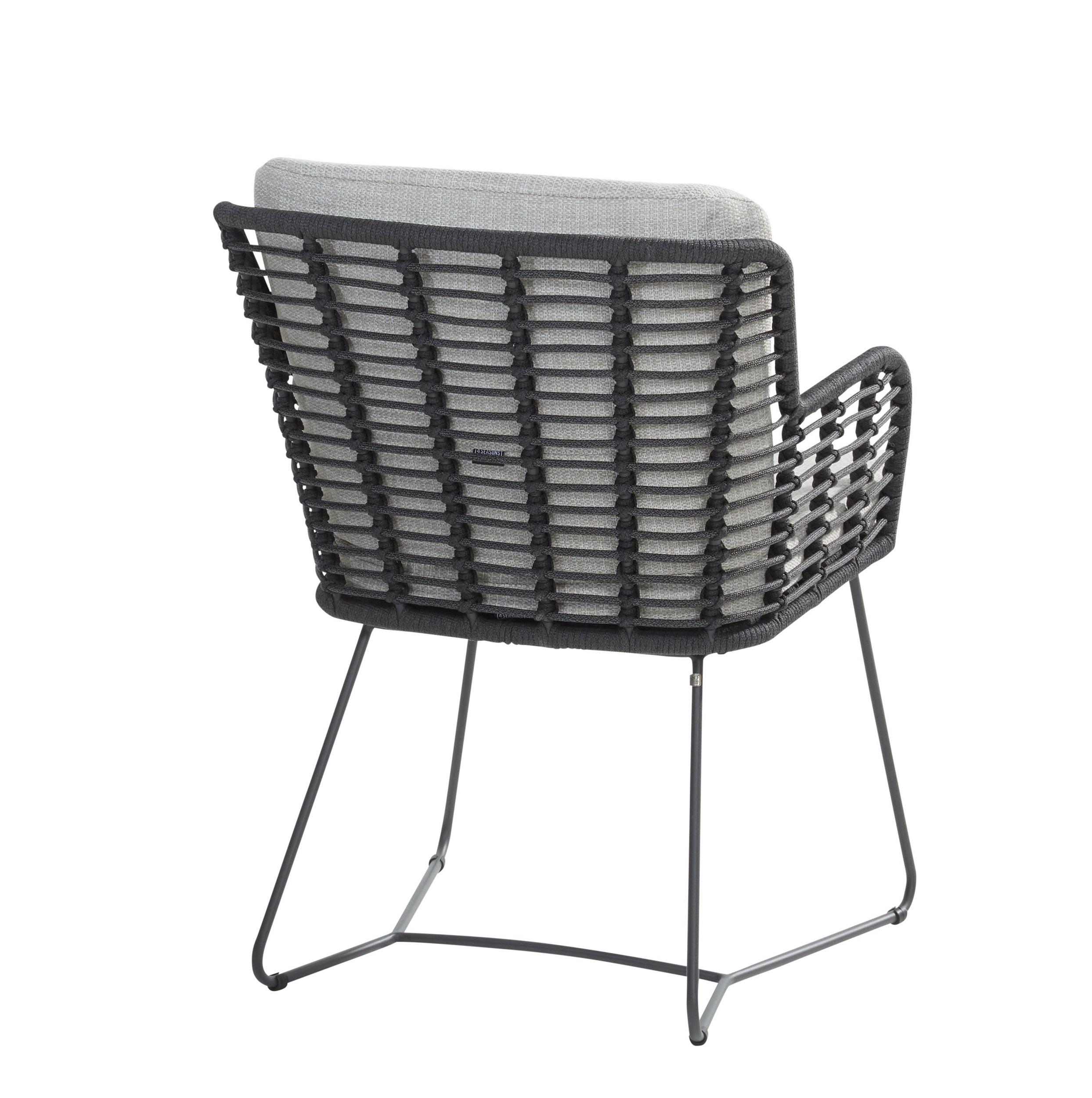 weatherproof rope weave patio garden dining chair  back view cut out detail