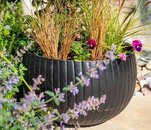 matt black zinc metal garden bowl planter