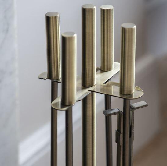 fireside tools set modern antique brass effect 4 piece set