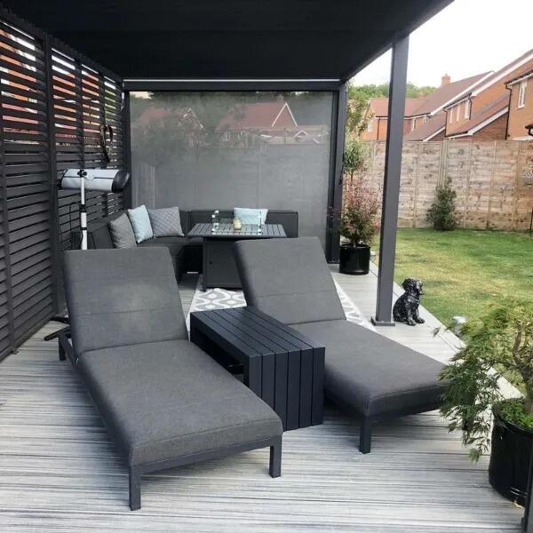 grey modern garden poolside sunlounger sunbrella weatherproof fabric and aluminium frames persian