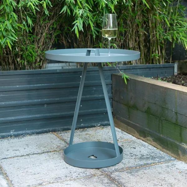 garden tray table grey modern aluminium outdoor side table with optional bulb light