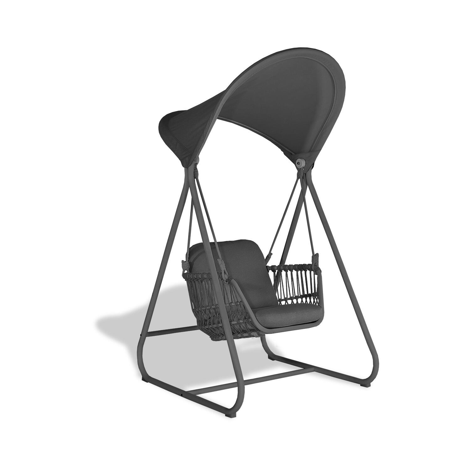 single swing seat modern garden hanging chair outdoor weatherproof aluminium and acrylic fabric cushions grey moon