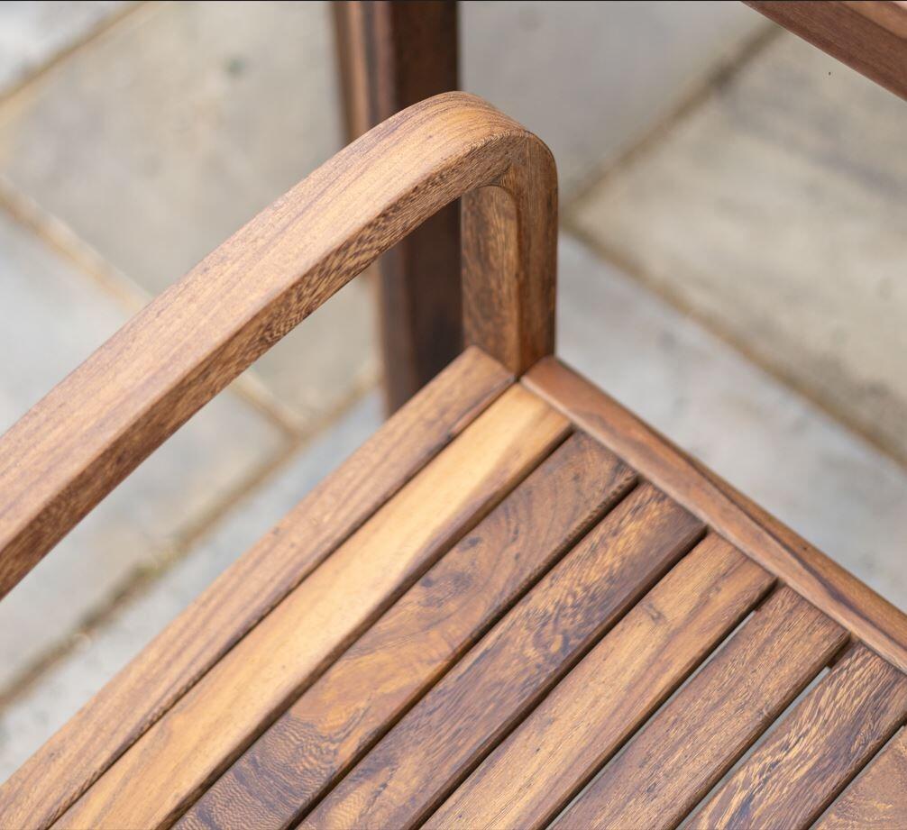 detail hardwood garden dining armchair bolney acacia wood modern patio outdoor seating optional cushions