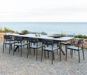 large extending garden dining table metal ceramic grey 10 seater armchairs rimini aluminium