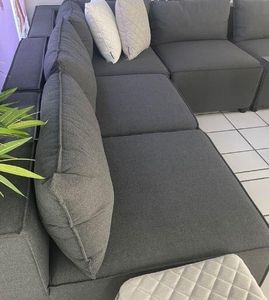 garden fabric sofa lounge set all weather deep cushions dark grey patio outdoor cozy