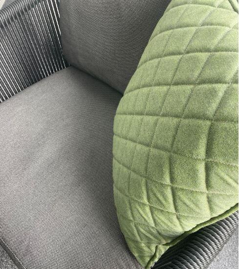 rope weave grey garden armchair modern lounge modern all weather wicker black cushions grey moon detail outdoor lounging